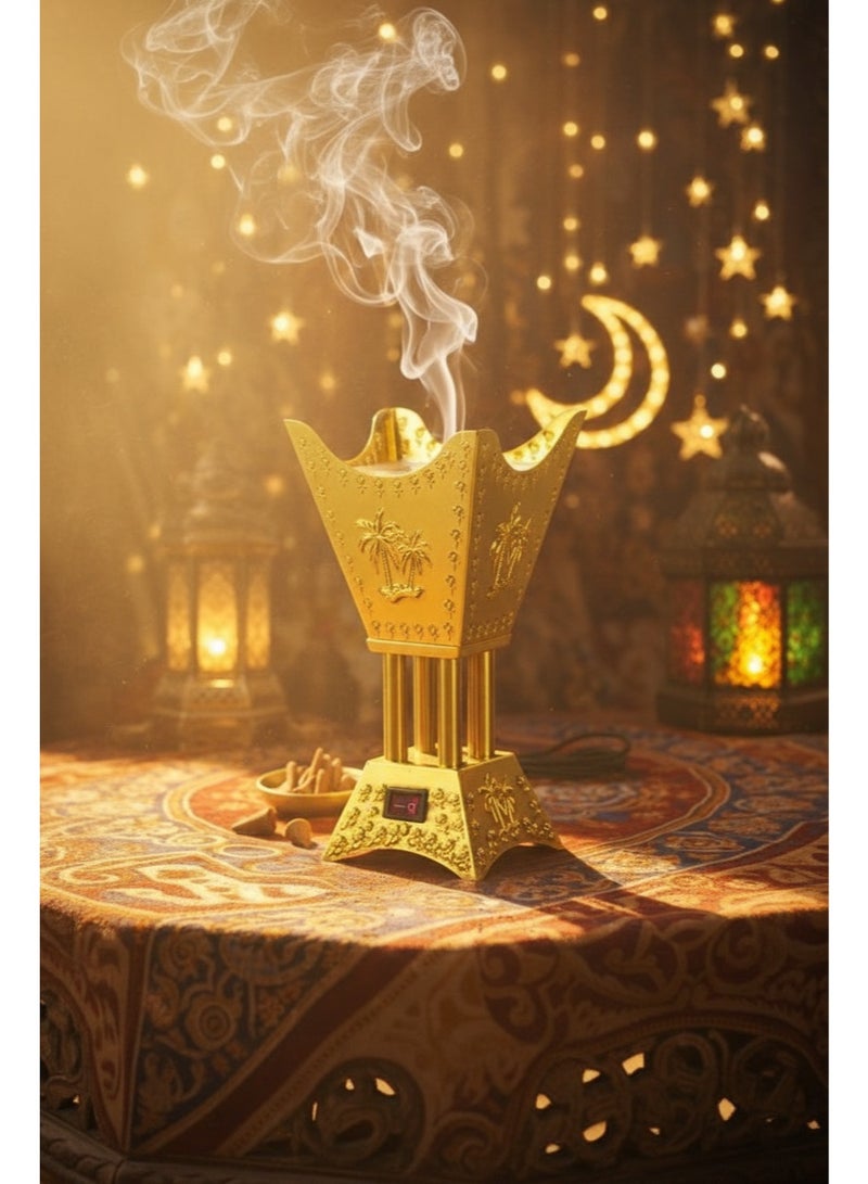 السيف  مبخرة كهربائية فاخرة للبخور لرمضان - مبخرة ذهبية من العود العربي مع تسخين بدون دخان - Image 2